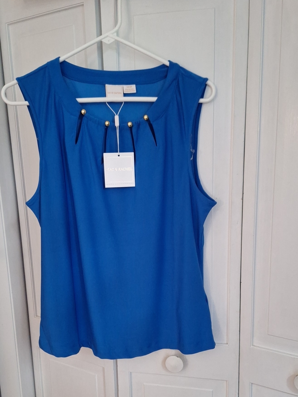 Zac & Rachel Royal Blue Sleeveless Jewel-Neck Tank